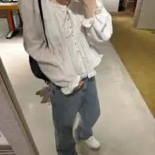 クラシックなストレートカット女性用春のルーズデニムパンツ【ヴィンテージスタイル・春夏用】