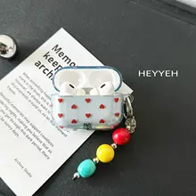 AirPodsケース ハート柄 半透明 ブルー ヴィンテージ 耐衝撃 AirPods 4 3 Pro 対応 「HEYYEH」