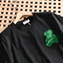デザイナーライン ベア刺繍 メンズオシャレコットンラウンドネック半袖Tシャツ【夏用・フィット】