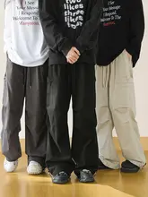 MANYSTON メンズカジュアルパンツ【夏用・グレー・薄手・ワイドストレート・工装】