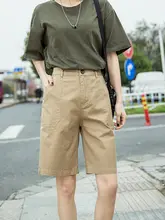 カーキ色 ワークショートパンツ レディース【夏用・薄手・5分丈・大きいサイズ・カジュアル】