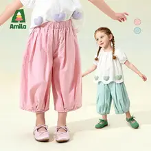 女の子用夏向けカジュアルパンツ【薄手・通気性の良いTシャツ付き】（セットアップ対応）