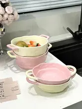 かわいいデザインの陶器製両耳スープボウル【ラーメン・フルーツ・麻辣烫・ヨーグルト用】