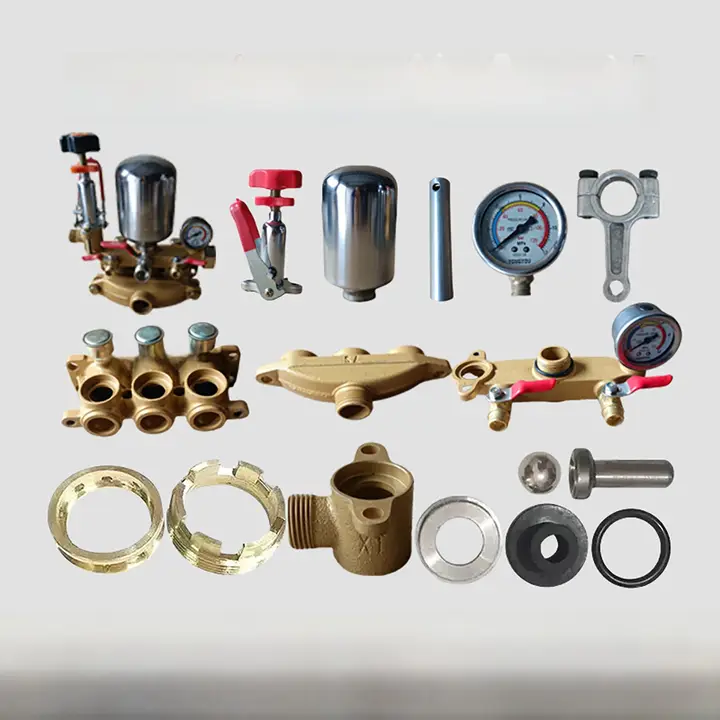 農業用高圧三気筒プランジャーポンプ部品【噴霧機用・圧力計付き・シリンダー構成】