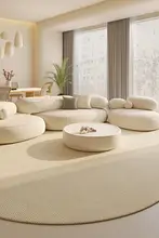 シンプルなデザインのクリームカラーラグ【リビング・寝室用・全敷き・お手入れ不要】