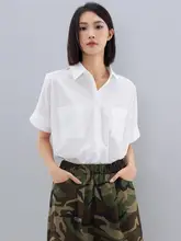 evewang 夏用無地半袖シャツ【前短後長・ゆったりシルエット・両ポケット・UVカット】