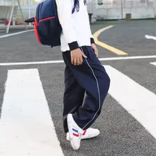 学生用ストレートスポーツパンツ【男女兼用・夏秋向け・薄手・一本ライン】（セットアップ対応）