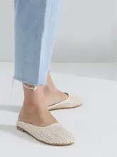 丸頭デザインのラフサンダル【籐と草編み・レトロスタイル・通気性・低ヒール】
