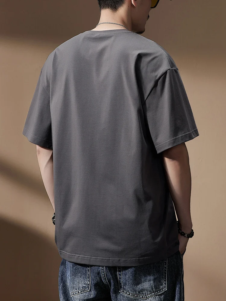 ハイエンド無地ベーシック半袖Tシャツ 夏：長绒棉100%で通気性と快適性を実現