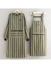 長袖エプロン【男性用・防汚・コットンリネン製・キッチン用】