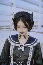カチューシャ レース 黒羽根 ゴシック ブラック ハロウィン 甘ロリ ヘアアクセサリー