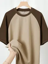 快適な着心地のカラーブロックワッフル生地の半袖Tシャツ【ゆったりシルエット・五分袖】