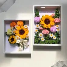 手作り向日葵デザイン花束キット【母の日や教師への贈り物に最適・フレーム付き】