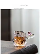 茶杯 湯呑み 茶器 クリスタルガラス 耐熱 小鳥の取っ手 上品 「Tlife」