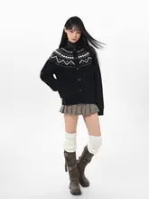 ブラックフェアアイランドニットカーディガン【秋冬用・厚手・レトロデザイン・ラグジュアリー感】