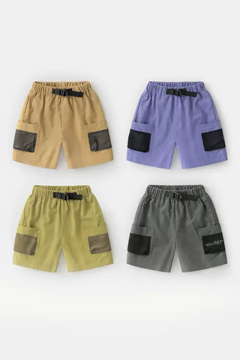 男児用 伸縮性のある綿製ショートパンツ【夏用・スポーツスタイル】