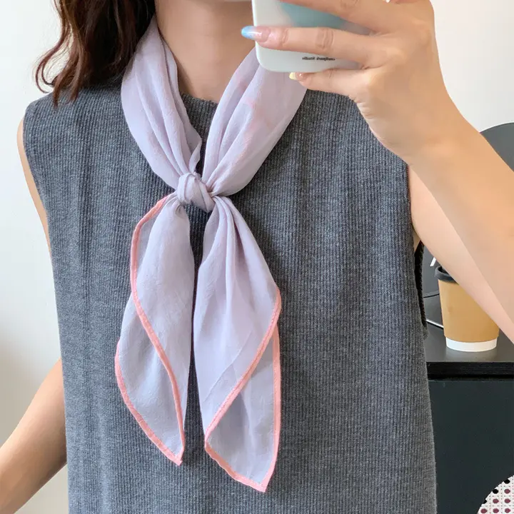 春夏用 薄手の小方巾【首に巻いておしゃれ・高級感のあるデザイン】