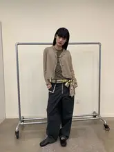 流し房付きレース短丈ニットカーディガン