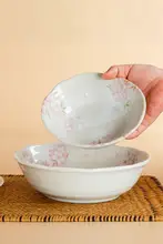 美濃焼陶器製 和風食器【家庭用・さくらデザイン・深皿・釉下彩】