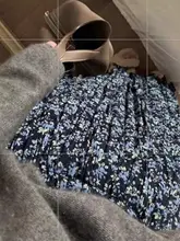 ヴィンテージフラワープリントフィッシュテールスカート【ハイウエスト・プリーツ・春秋用・小柄向け】