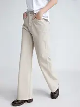 高腰ストレートデニムパンツ【厚手・四方向ストレッチ・女性用】（セットアップ対応）