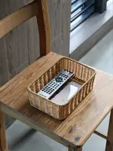 デスク収納ボックス 洗面所/リビング/玄関 擬似ラタン編み