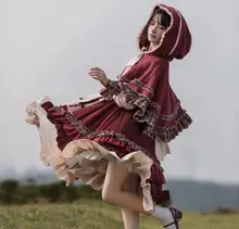 オリジナルデザイン ロリータ風 ワンピース【ガーデンスタイル・ケープ付き・秋用】（セットアップ対応）