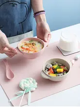 子供用 転倒防止 耐熱ベビー食器セット【かわいいデザイン・スプーン付き・家庭用】