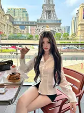 Chien レディース ハイウエストデニムショートパンツ【ブラック・タイトフィット・夏用】