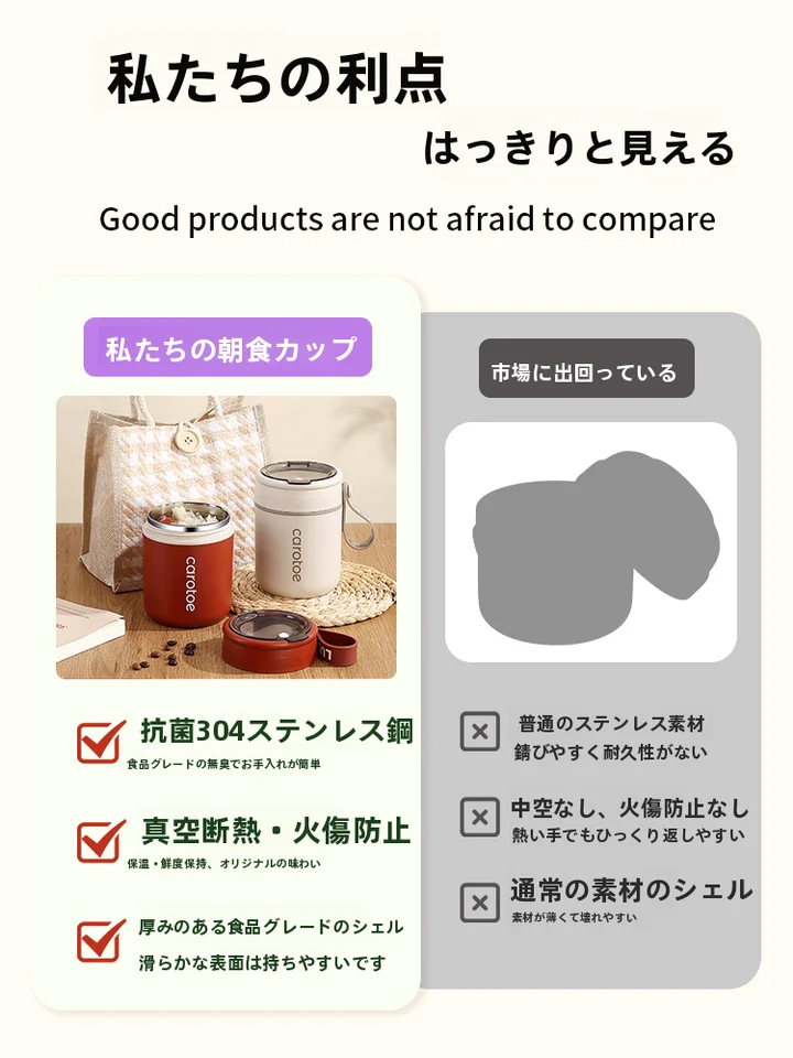 保温スープカップ【蓋付き・スプーン付・持ち運び便利・オフィス用】