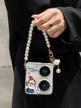 MASFEIL Huawei Pocket 2用 透明全包型スマホケース【折りたたみ式・ストラップ付き・衝撃吸収】