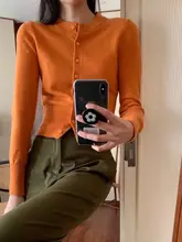 秋冬用 メリノウールカーディガン【プラムカラー・長袖・丸首・タイトフィット】