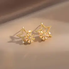 回転する星型ピアス【人工ジルコニア・純銀・ユニークデザイン】