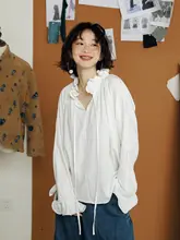 独自デザインのフラウンスタイリングブラウス【木耳付き・リボン付き・重ね着対応】