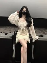 不規則レースハーフスカート【フリル襟・女性用・ドラマティックなデザイン】（セットアップ対応）