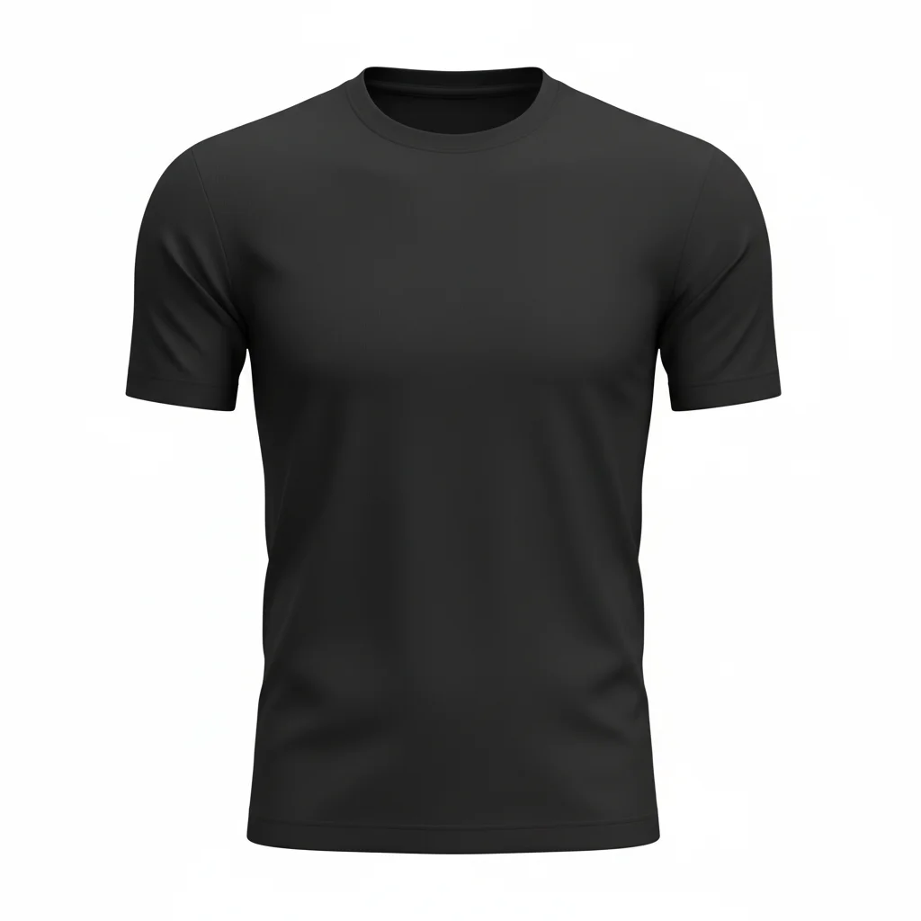 ブラック クルーネック半袖Tシャツ