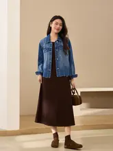 個性的なデニムジャケット【ストリートスタイル・ゆったりサイズ・秋用】