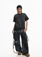 グラデーションデザインのラウンドネック半袖Tシャツ【カジュアルルーズフィット・夏用】