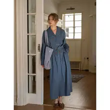 デニムジャケット スカート 2点セット レディース ウォッシュデニム ブルー カラー ルーズ Aライン ヴィンテージ ブリティッシュ ガーリー 「Dailyart」