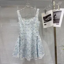 甘美なデザインのカラフルな花柄刺繍プリンセスドレス【夏用】