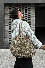 トートバッグ ユニセックス キャンバス 豹柄 大容量 通勤 おしゃれ