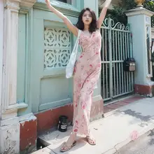 Reformation フラワーレースキャミソールワンピース【淡いピンク・Vネック・ウエストシェイプ・ノースリーブ】