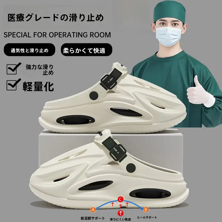 通気性抜群の医療用サンダル【足弓支え・滑り止め・男性用・夏用】