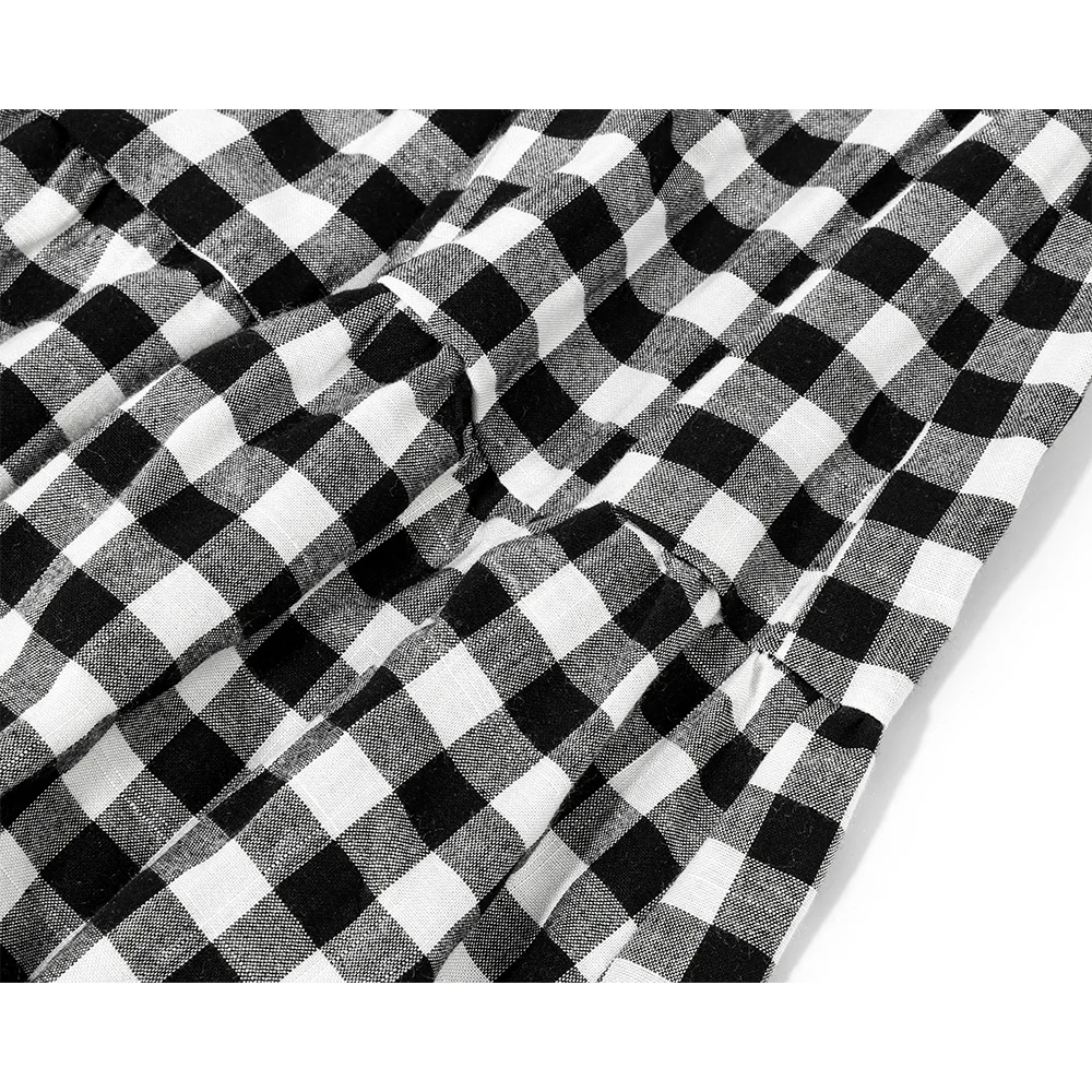 チェック柄ハイウエストスカートと印花Tシャツの夏コーデ：レトロスタイルで軽量な日常着の実用性