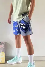 男性用プリントスポーツショートパンツ【春夏用・ストレッチ・ルーズフィット】
