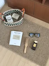 北欧風の米白色装飾ブランケット【中古・麻編み・リビング用】