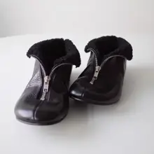 HOME WORK 手作りジッパー付きリバーシブルラムウール雪用ブーツ【ブラックレザー】