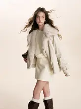 環境に優しいファー使用の大毛領パーカージャケット【ゆったりシルエット・厚手】