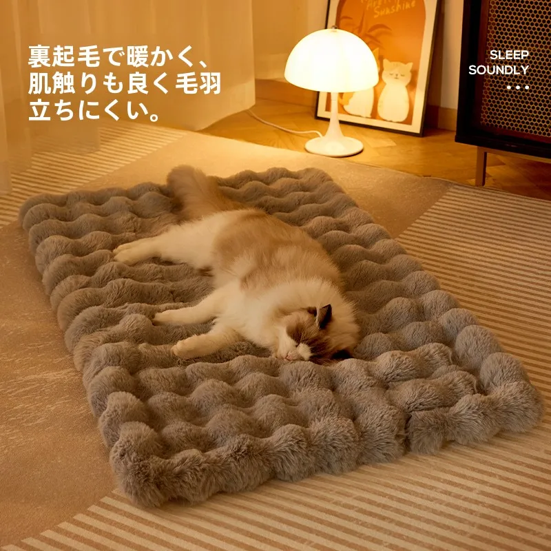 暖かい冬用ペットベッドマット：猫・犬用の5層構造で快適な睡眠を実現