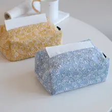 高級感ある和風刺繍コットンリネン製ティッシュボックス【インテリア・卓上収納用】